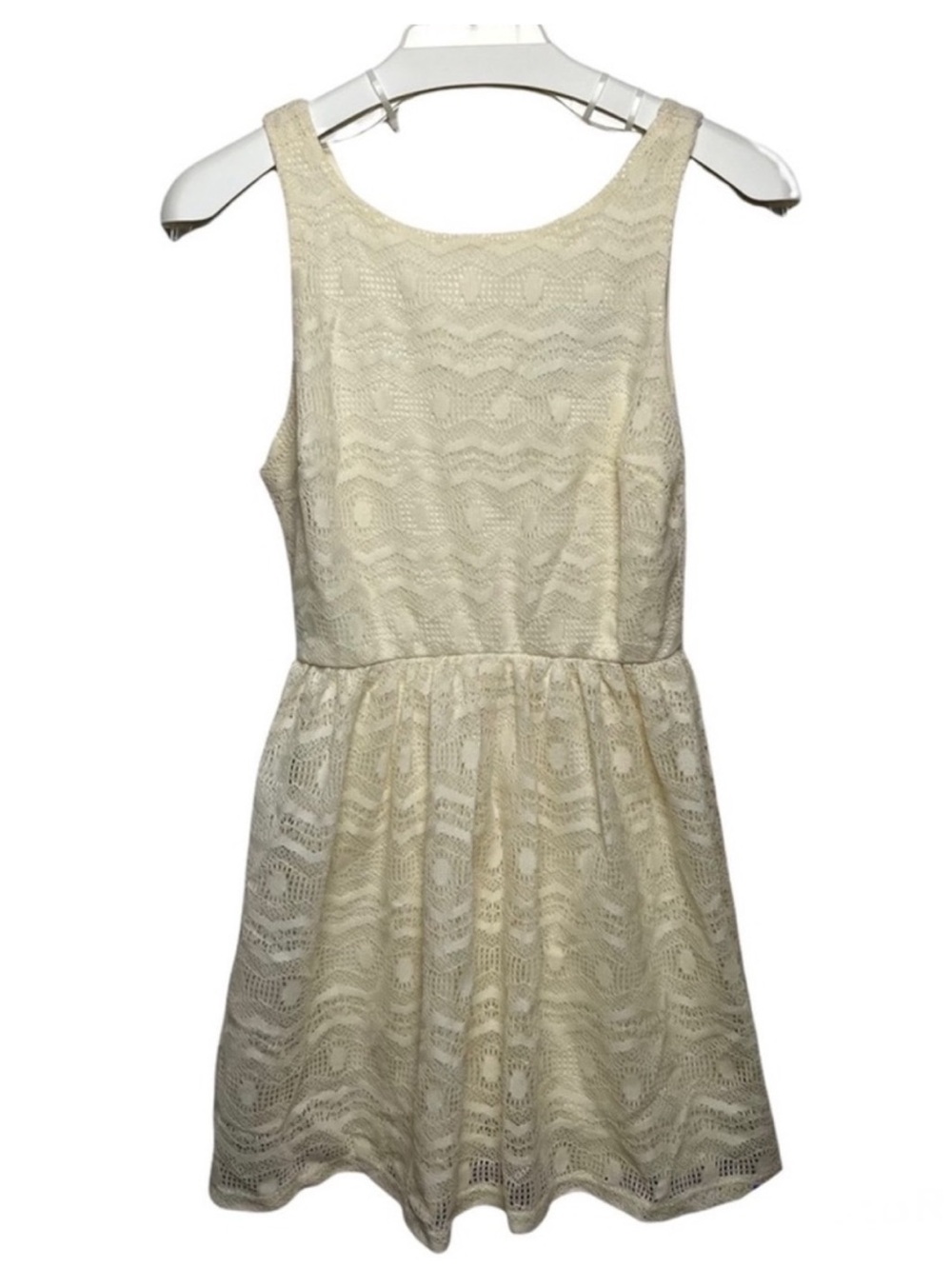 FOREVER 21 Cream Ivory Lace Overlay Skater Mini Dress Sleeveless Women’s Small